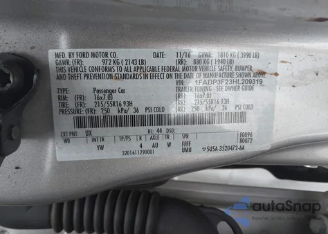 2017 Ford Focus Se из США, поврежденный, VIN 1FADP3F23HL209319